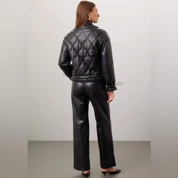 Slate & Willow Quilted Faux Leather Black Jacket Size Small - Picture 3 of 16
